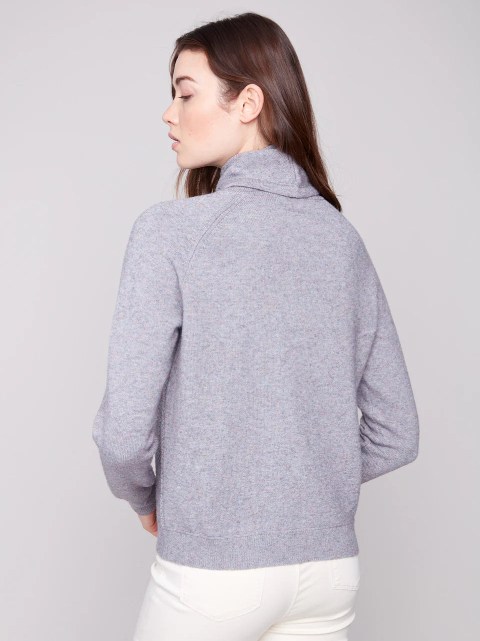 Charlie B Grey Funnel Neck Sweater